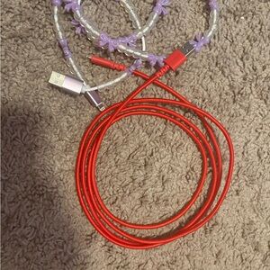 Red USB Charging Cable and Beaded USB charging cable